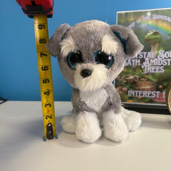 Ty Beanie Boo Whiskers Dog Plush 9” Gray White EUC Velvety - Picture 2 of 6